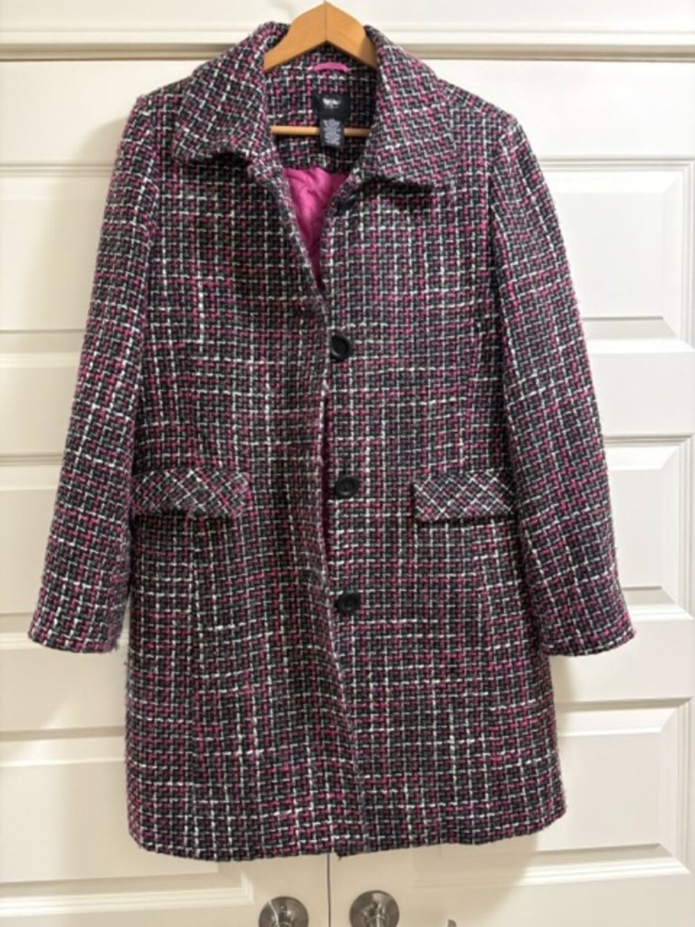 Pink and Black Tweed Coat